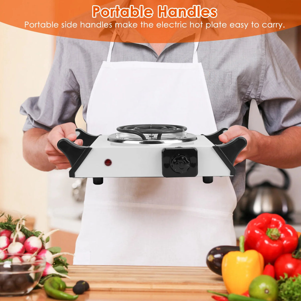 1000W Electric Single Burner Portable Hot Plate with 5 Temperature Adjustments V986