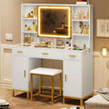 White Makeup Vanity Set with Lights and Mirror A47538