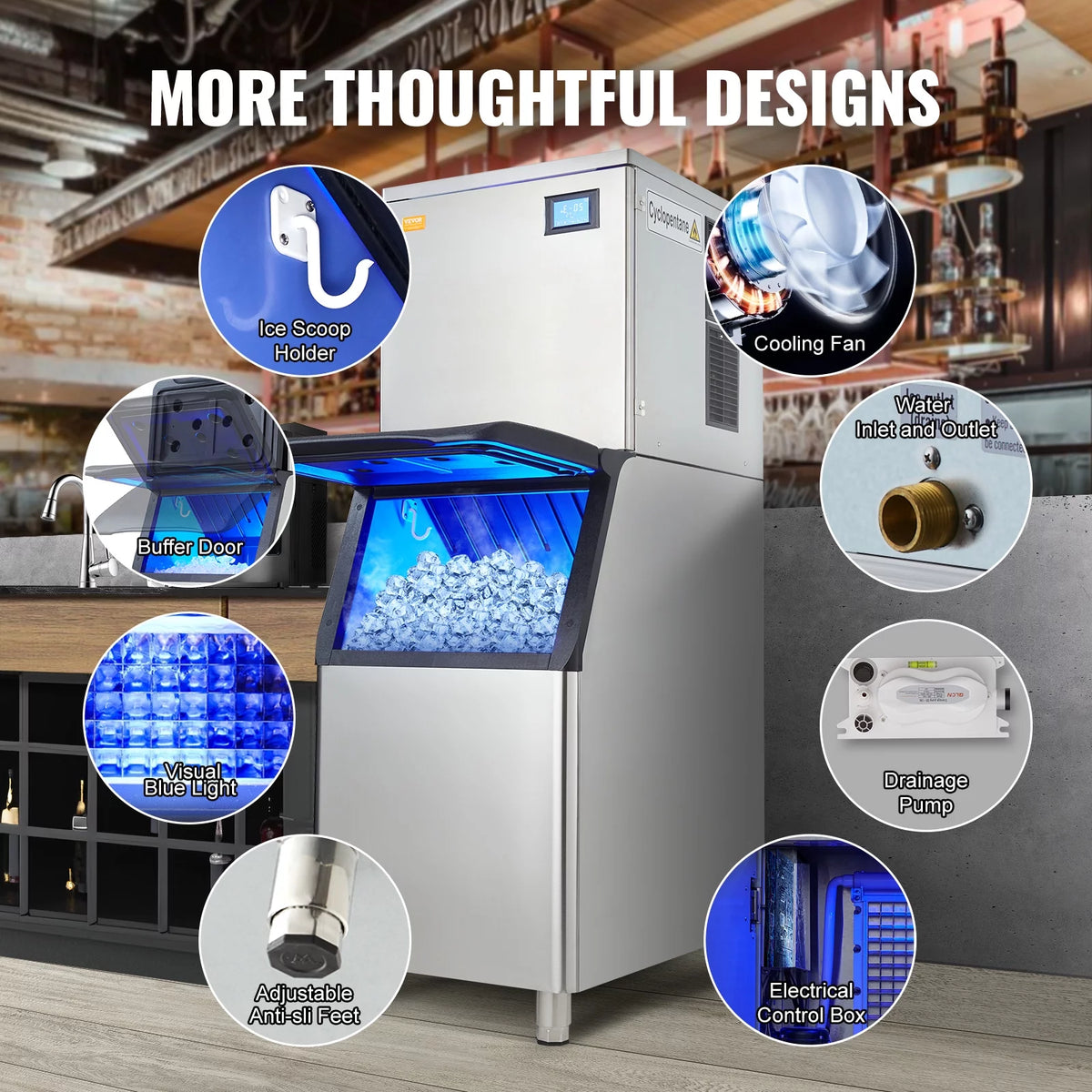 Commercial Ice Maker with 330.7LBS Storage Bin X66622