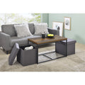 Oak Wood Grain 3 Piece Coffee Table Set E2166