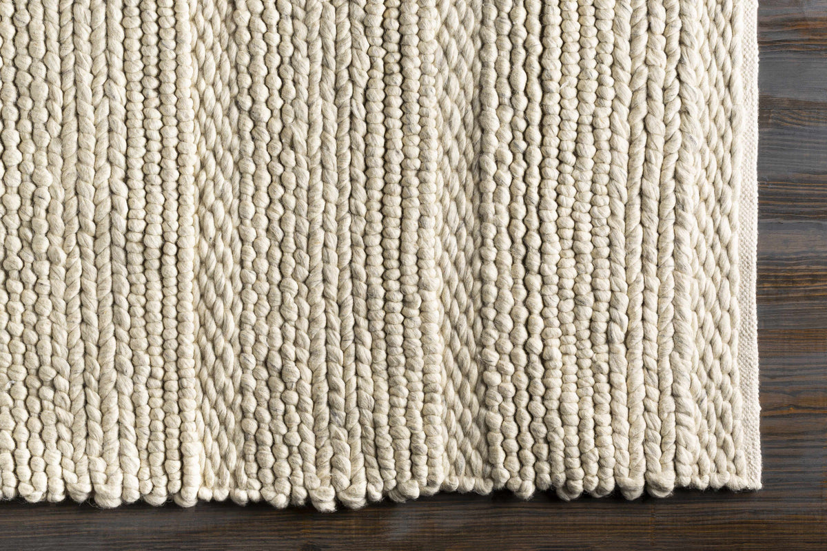 Ivory Charcoal Wool Area Rug 10' x 14' U66809
