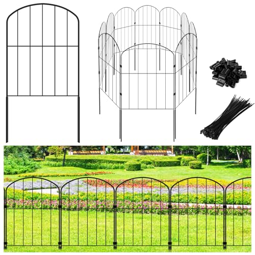 Decorative Garden Fence 24in x 10.5ft 10 Panels Metal Wire C722