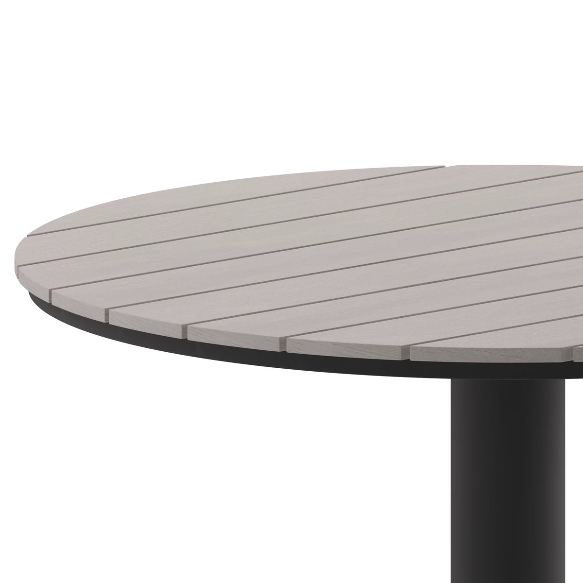 Round 24" Faux Teak Poly Slats Steel Frame Table N945