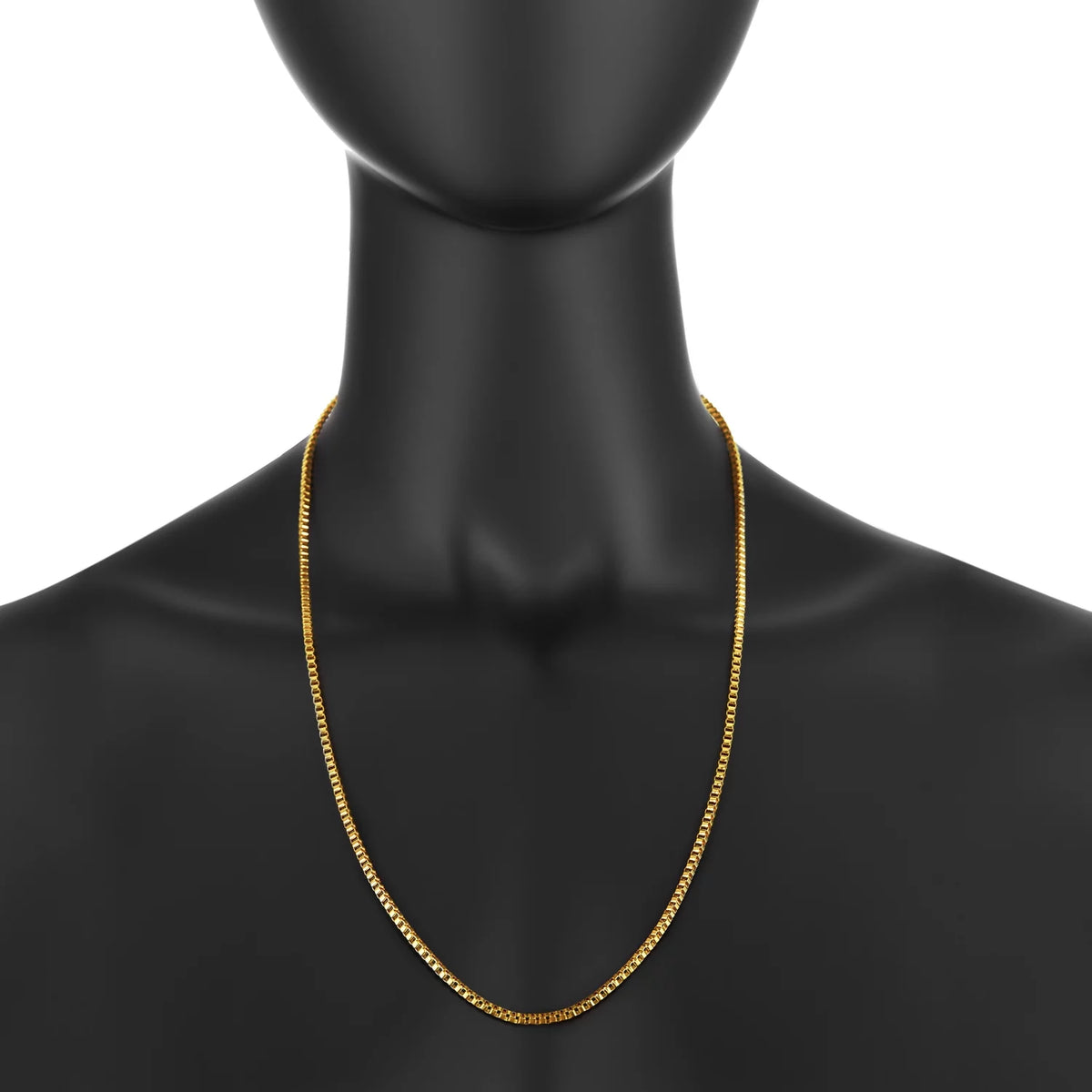 24k Yellow Gold Plated Stainless Steel Box Chain Necklace I84668