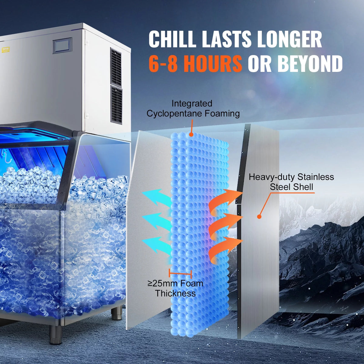 Commercial Ice Maker with 330.7LBS Storage Bin X66622