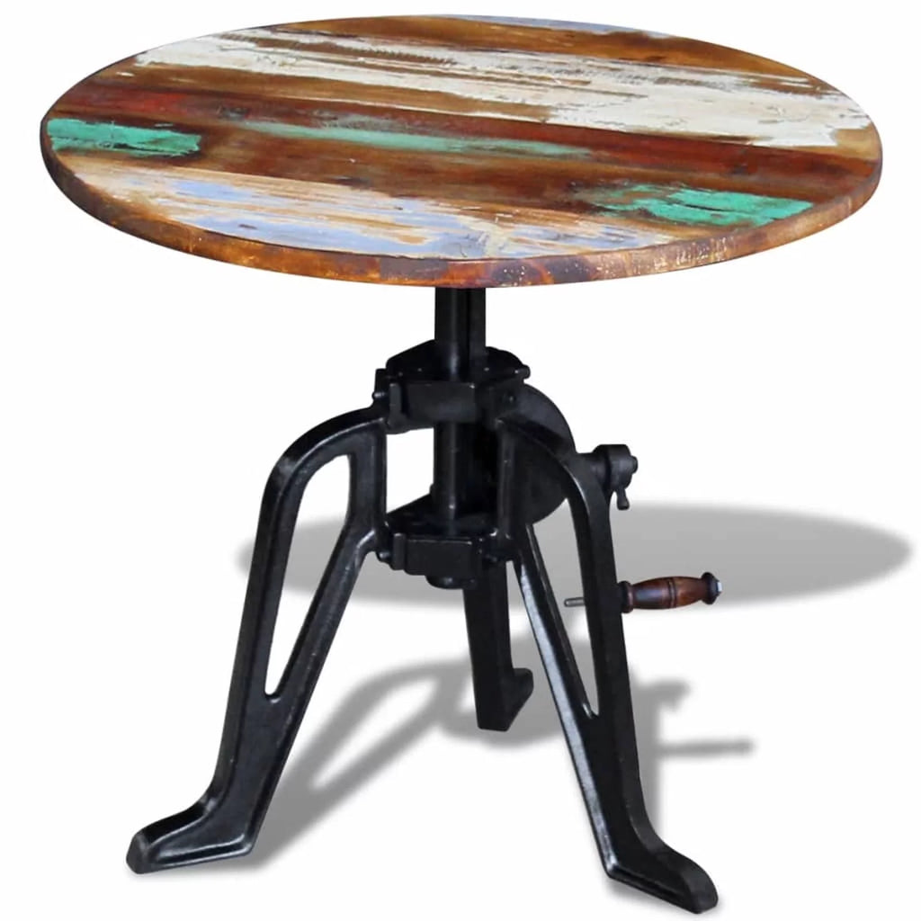 Solid Reclaimed Wood Cast Iron Side Table V972