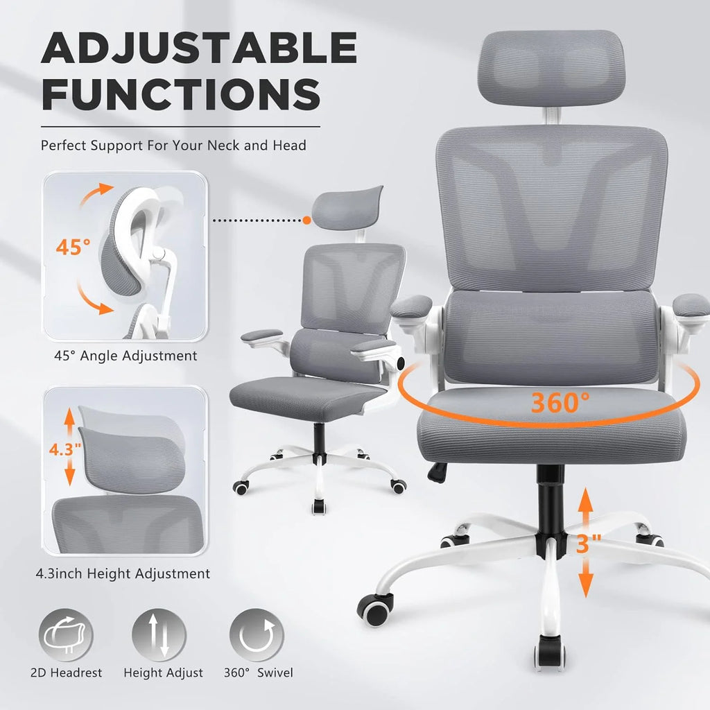 Dark Grey Ergonomic Mesh Office Chair with Lumbar Support Pillow U80710