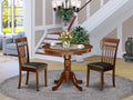 Antique 3 Piece Round Dining Table and 2 Faux Leather Chairs W67743