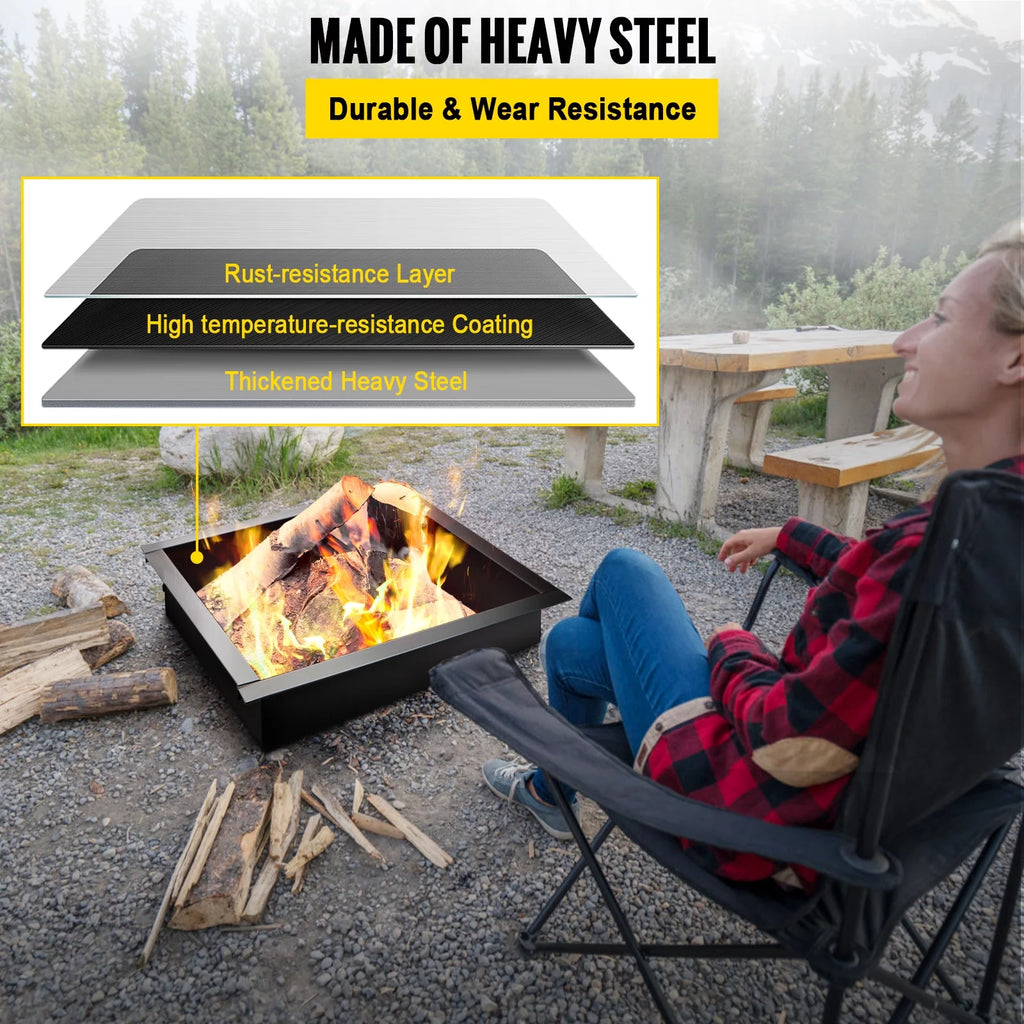 30" Square Heavy Duty Steel Fire Pit Ring K4390
