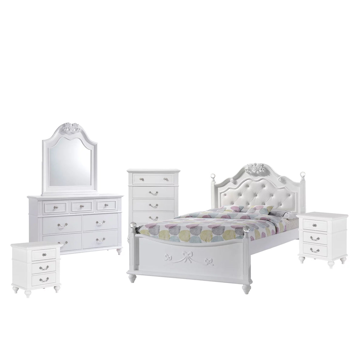 White 6 Piece Full Bedroom Set M464