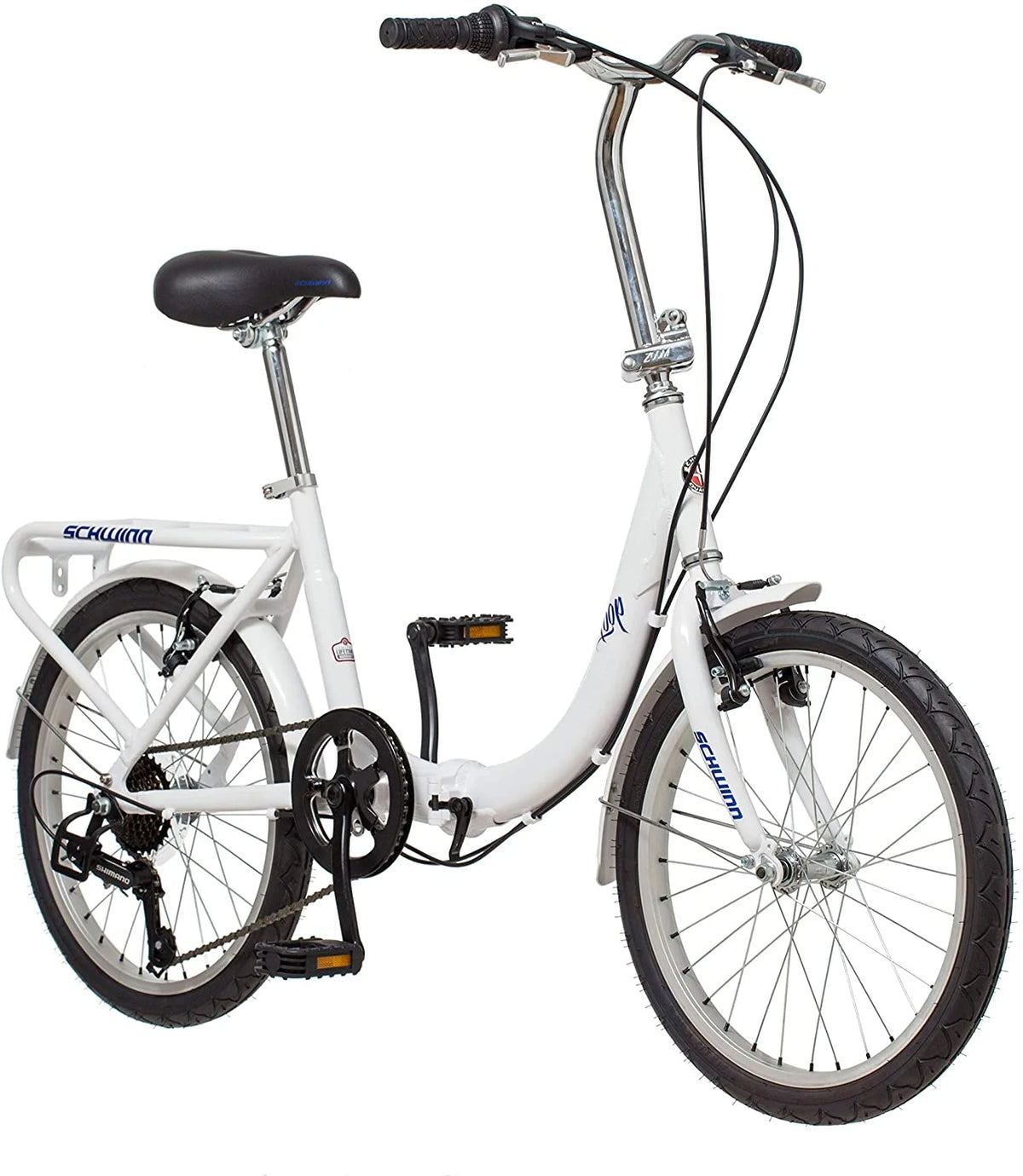 20 In. Folding Bike with Rear Carry Rack, White A152392