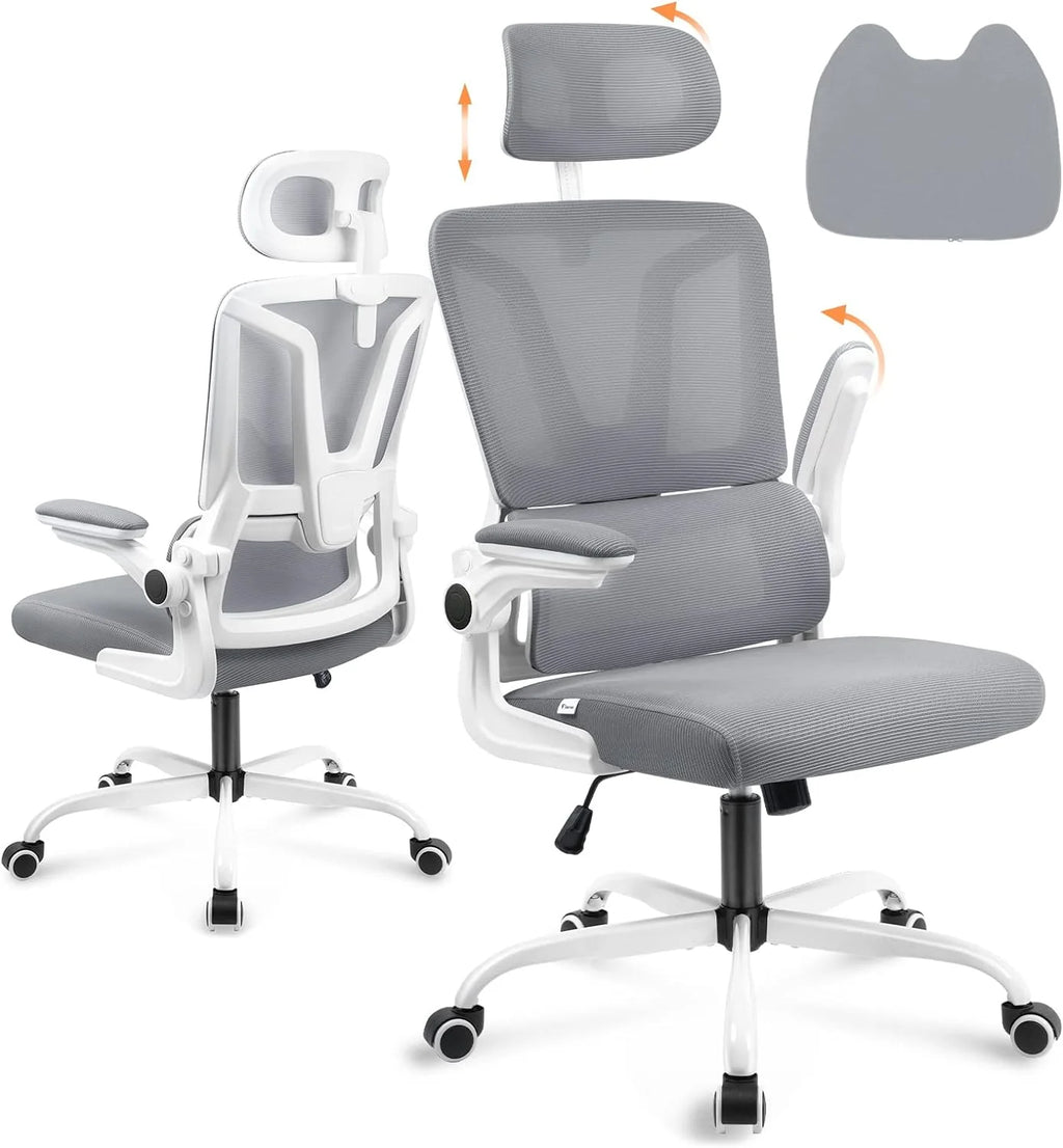 Dark Grey Ergonomic Mesh Office Chair with Lumbar Support Pillow U80710