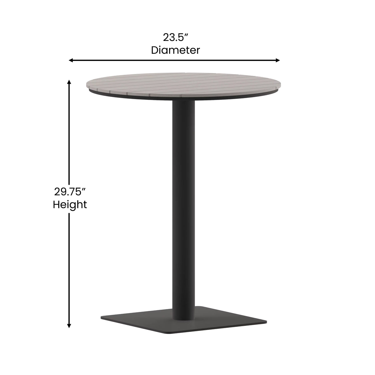 Round 24" Faux Teak Poly Slats Steel Frame Table N945