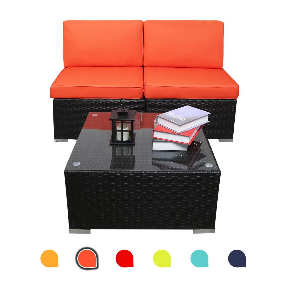 3 Pcs PE Rattan Wicker Patio Sofa Set M53444