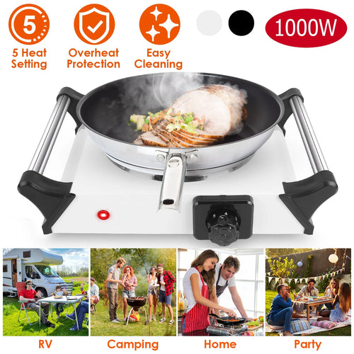 1000W Electric Single Burner Portable Hot Plate with 5 Temperature Adjustments V986