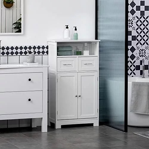 Grey Bathroom Cabinet Organizer with Two Drawers J59541