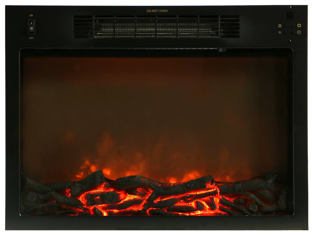 34" Freestanding White Electric Fireplace Heater with Storage Shelf & Remote Control J4860