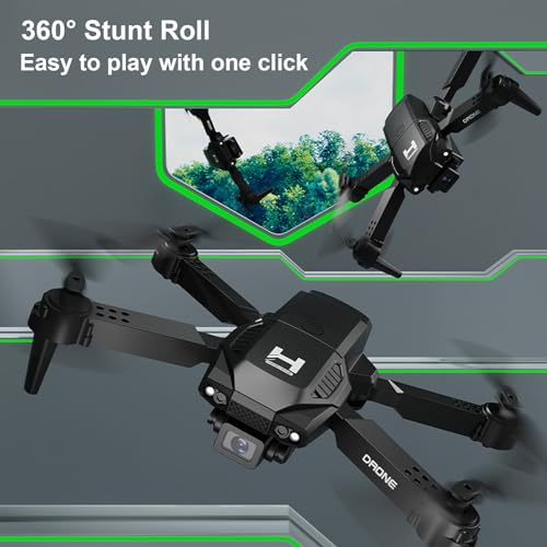 Mini Drone with Camera, 1080P WiFi FPV, Foldable, 2 Batteries, Black I7007