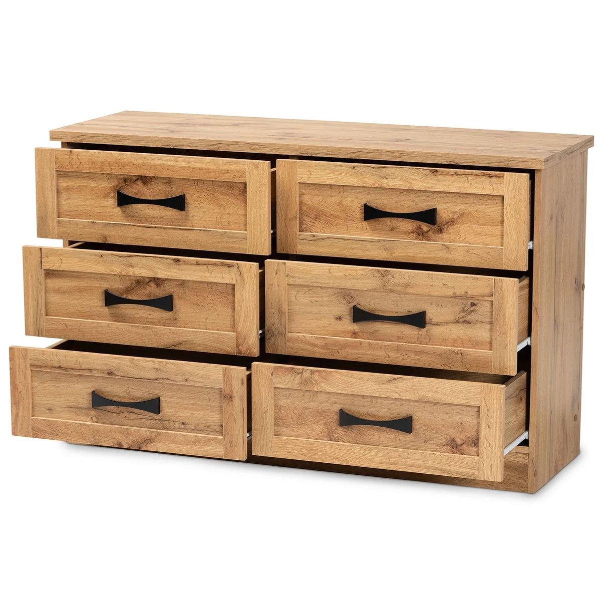 6 Drawer Oak Brown Wood Dresser D1858