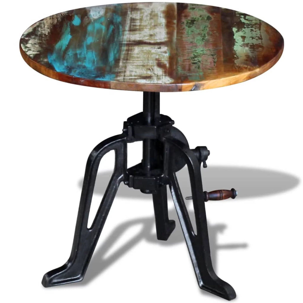 Solid Reclaimed Wood Cast Iron Side Table V972