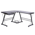 L-Shape Computer Desk with Black Glass E2399