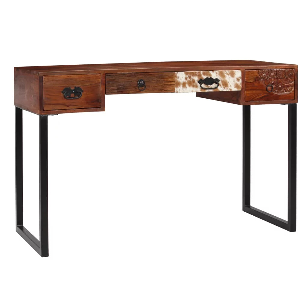 Solid Sheesham Wood and Real Leather Desk C5754