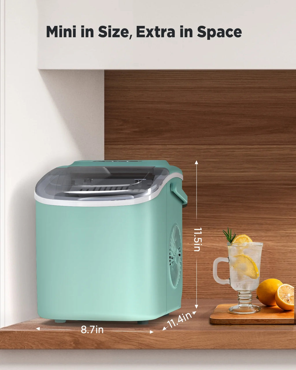 Green Countertop Ice Maker with Ice Scoop and Basket G32606