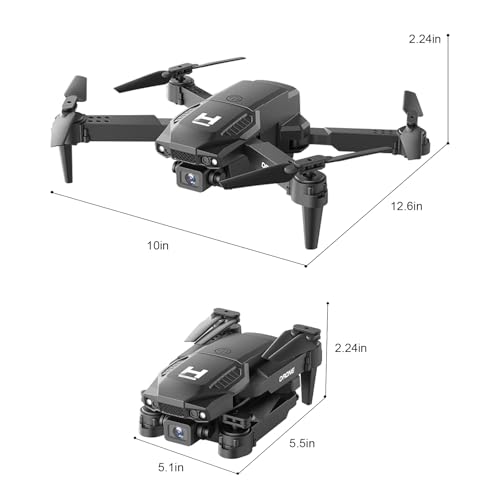 Mini Drone with Camera, 1080P WiFi FPV, Foldable, 2 Batteries, Black I7007