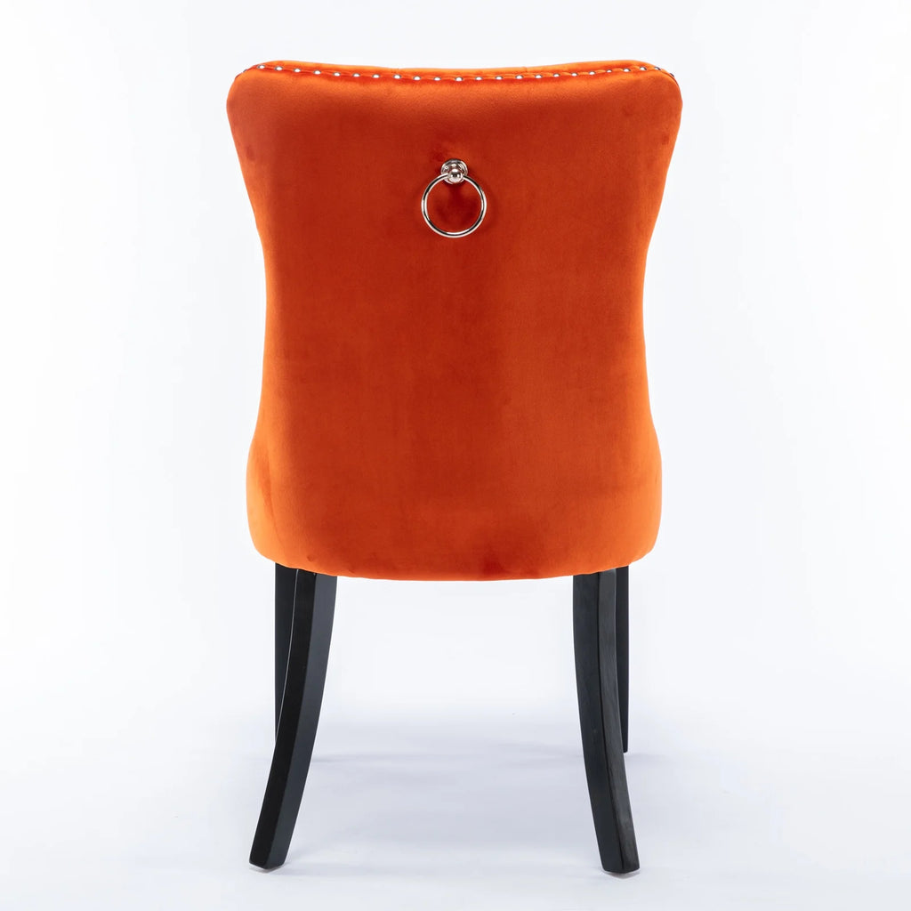 Orange Velvet Upholstered Dining Chair 2-Pcs Set A4736