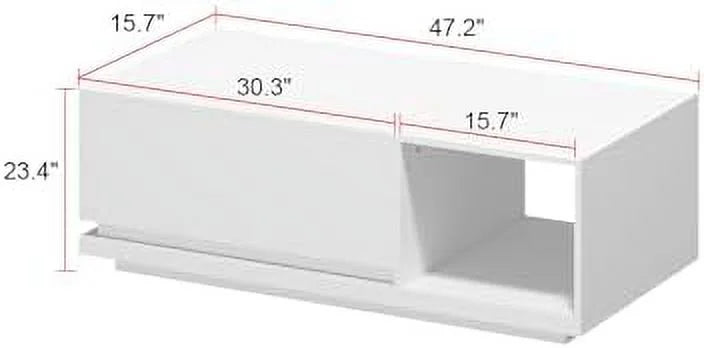 Contemporary Coffee Table with Sliding Top & Hidden Compartments White & Light Brown K1780
