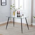 Tempered Glass Dining Table with Black Metal Legs N6255