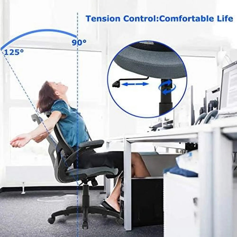 Black Mesh Ergonomic Office Chair with Lumbar Support W55906