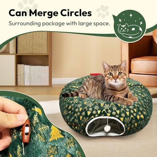 Green Plush Cat Tunnel with Ball Toy N62913