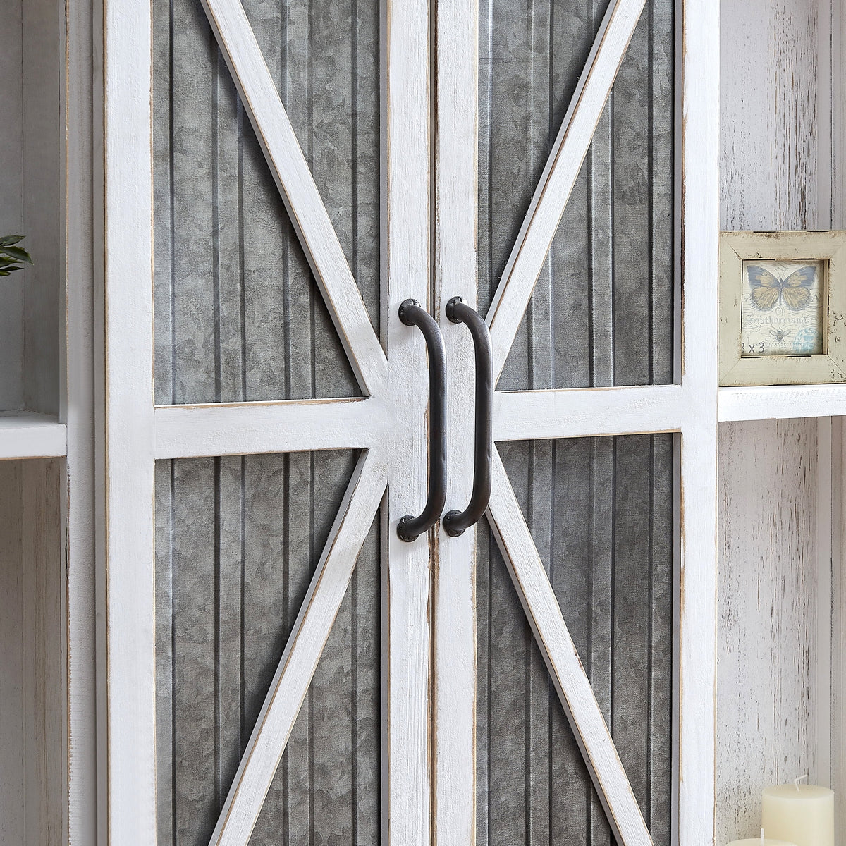 White and Silver Wood Cabinet W163223
