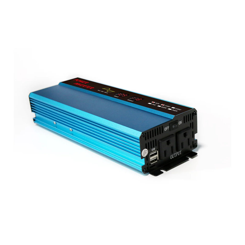 850W Pure Sine Car Power Inverter, 1600 Watt, 2 Sockets, 2x6A USB Ports P98863