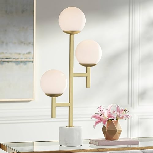 30" Tall Gold Marble Metal 3-Light Table Lamp V167