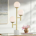 30" Tall Gold Marble Metal 3-Light Table Lamp V167