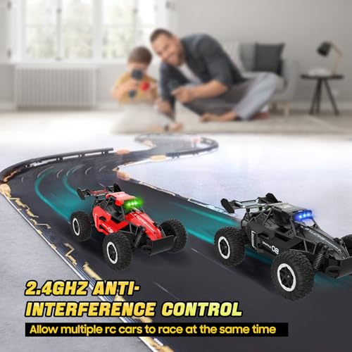 Remote Control Car with LED Lights, 2.4GHz 2WD Monster Truck, Red X451