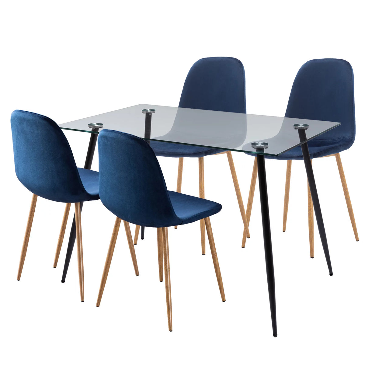 Tempered Glass Dining Table with Black Metal Legs N6255