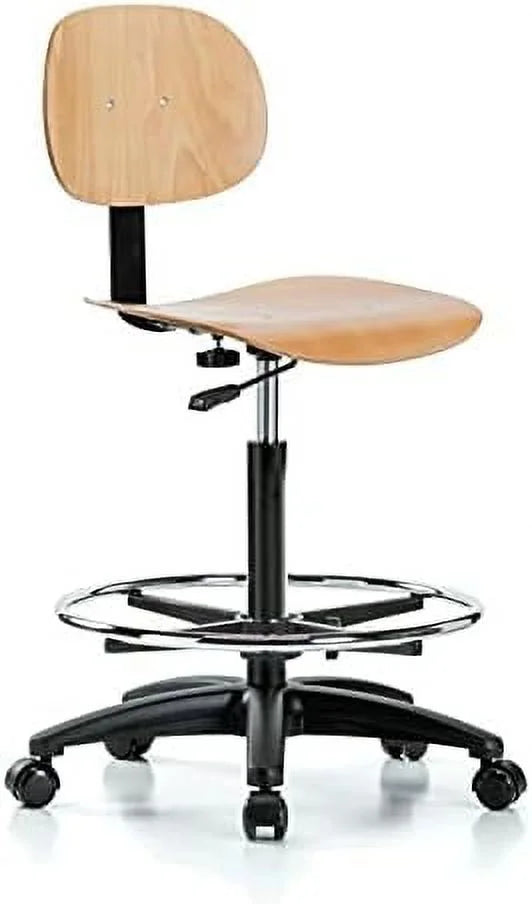Wood Rolling Pneumatic Chair Adjustable Back and Seat L517