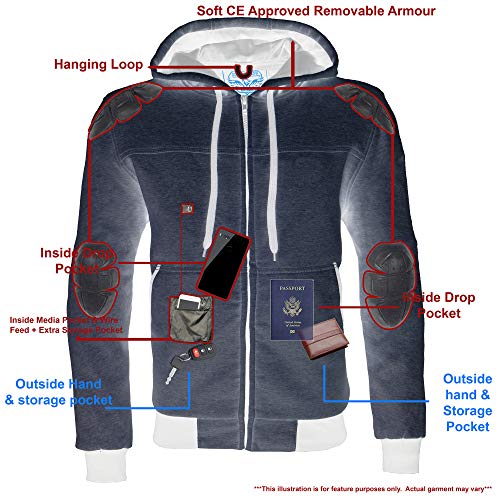 Black CE Approved Armored Riding Hoodie D20759