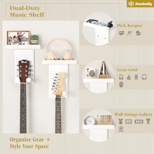 2-Pack Guitar Wall Mount Hanger with Shelf & Pick Holder E841469