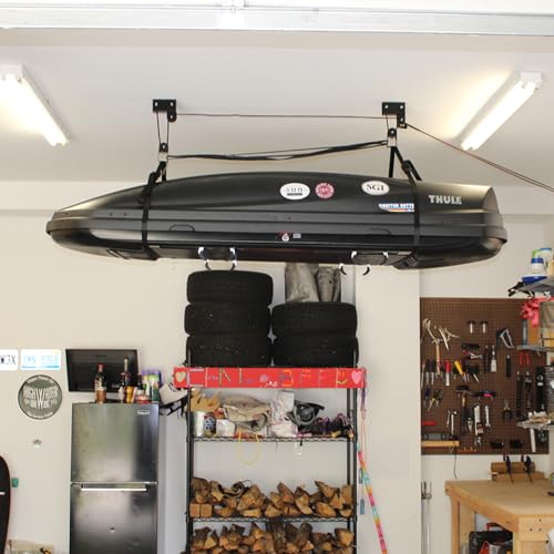 Cargo Box Ceiling Hoist with Pulley Lift System, Fits 8–10 ft Ceilings, Holds 150 lbs J39519