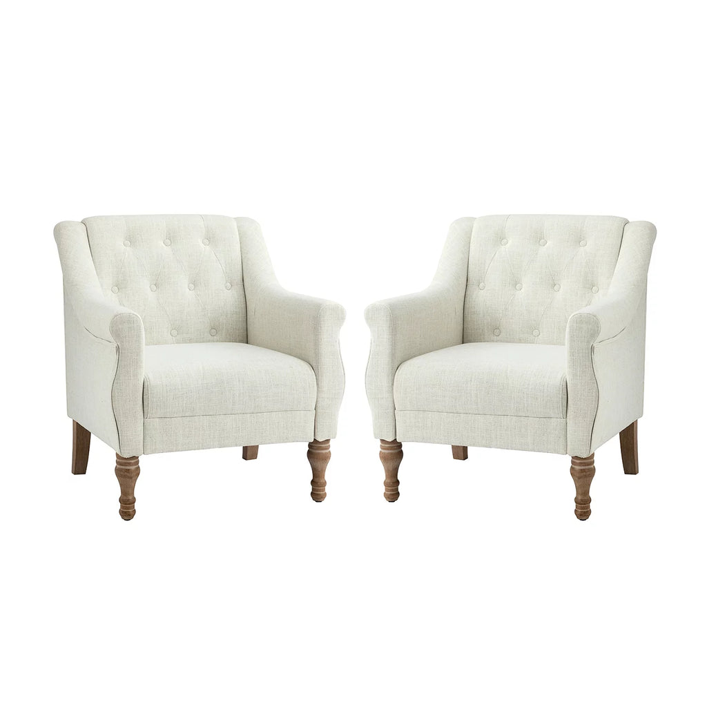 Set of 2 Tufted Wooden Armchair N59248