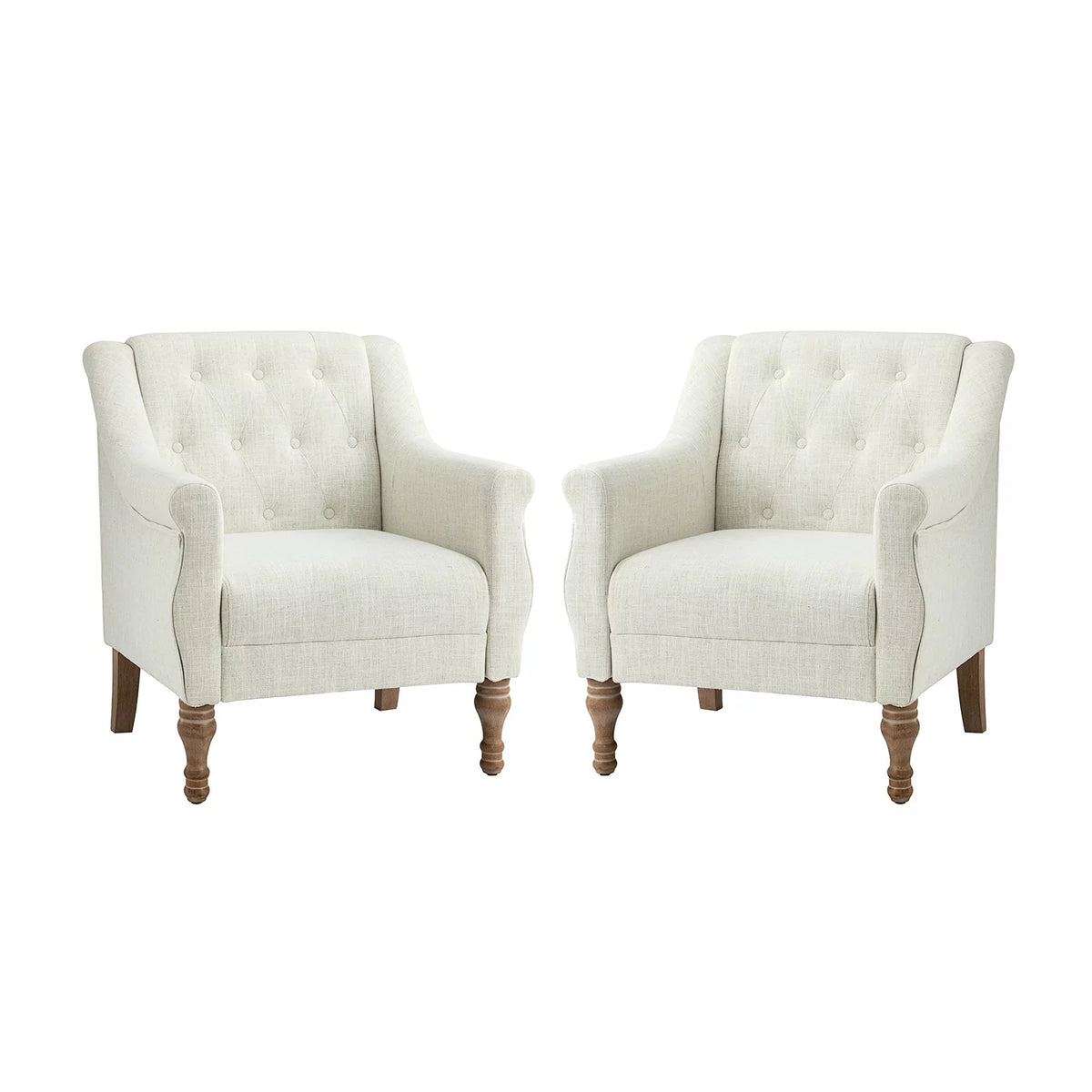 Set of 2 Tufted Wooden Armchair N59248